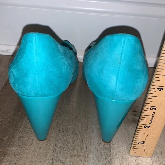 Franco Santo Suede Turquoise upper with Patent Leather heels size 10.5 - Picture 5 of 5
